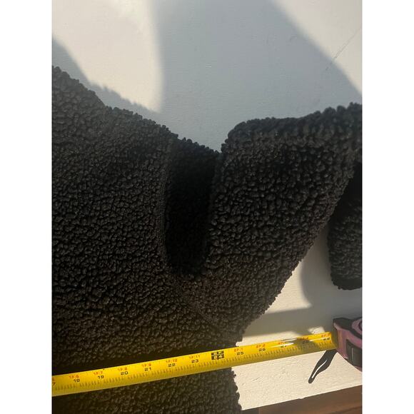 H&M Black Sherpa Half Zip Hoodie Pullover Fleece Jacket Large Cozy Warm - Picture 7 of 8